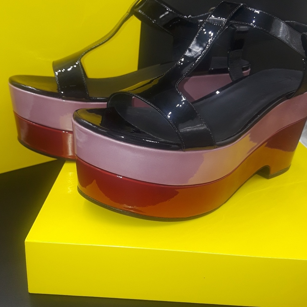 Tomas Maier Patent Color Block Platform Heel - image 1